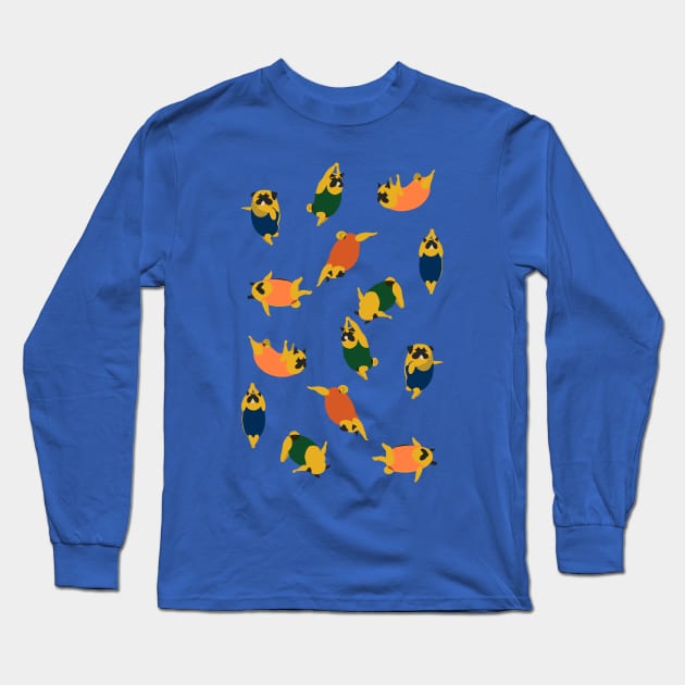 Pugs Swimmer Long Sleeve T-Shirt by huebucket